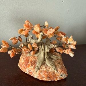 Orange Crystal Bonsai Tree Sculpture